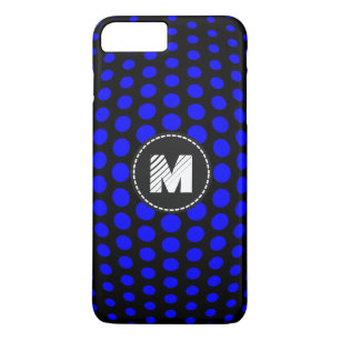 Monogram Blue Polka Dots Pattern iPhone 8 Plus/7 Plus Case