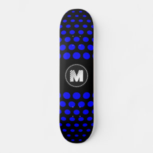 Monogram Blue Polka Dots Pattern Skateboard