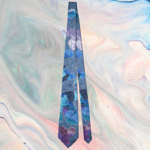 Monogram blue purple teal navy pattern decorative  tie