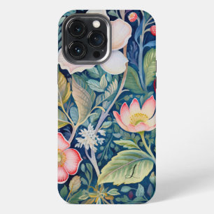 Monogram Blue, Red and Pink Floral Greenery iPhone 13 Pro Max Case