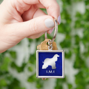 Monogram Blue Silver Afghan Hound Key Ring