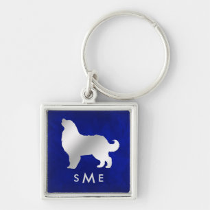 Monogram Blue Silver Bernese Mountain Dog Key Ring