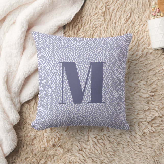 Monogram Blue Simple Painted Dots Pattern Cushion (Blanket)