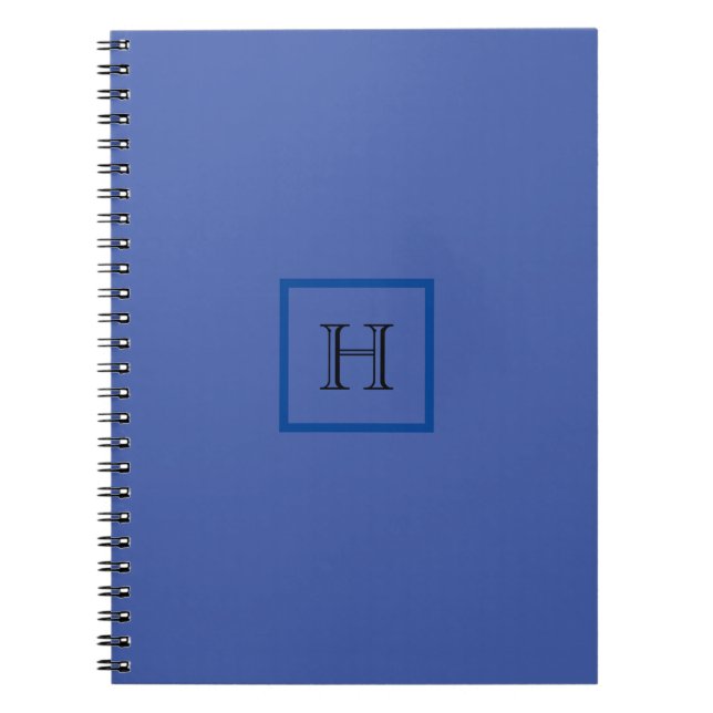 Monogram Blue Simple Stylish Modern Initial Notebook (Front)