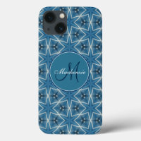 Monogram Blue Stars Geometric Repeating Pattern