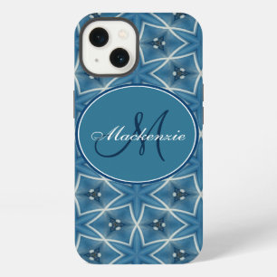 Monogram Blue Stars Geometric Repeating Pattern iPhone 13 Case