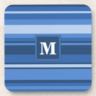 Monogram blue stripes coaster