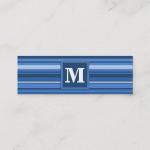 Monogram blue stripes mini business card