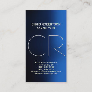 Monogram Blue White Business Card