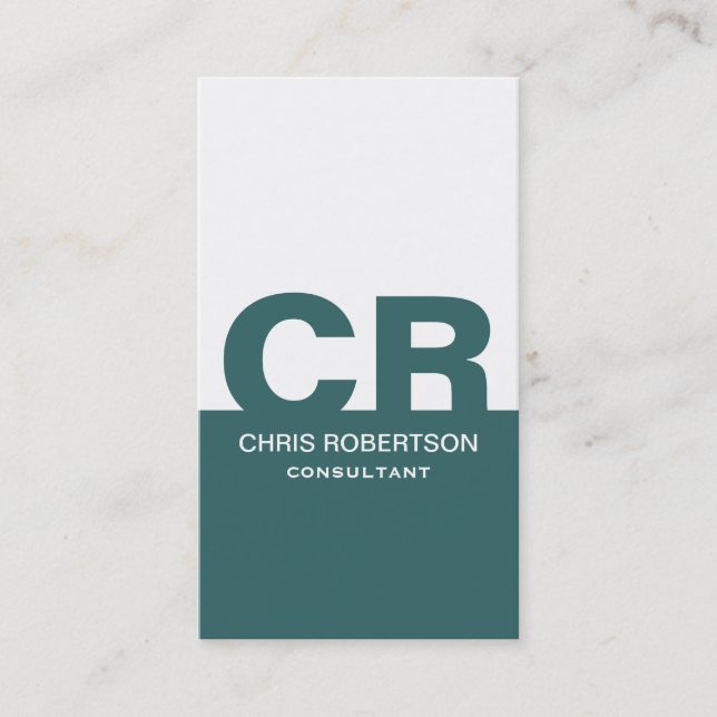 Monogram Blue White Consultant Business Card (Front)