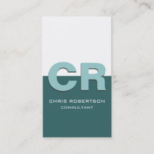 Monogram Blue White Consultant Business Card