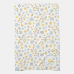 Monogram Blue Yellow & Grey Kitchen Towel 16x24