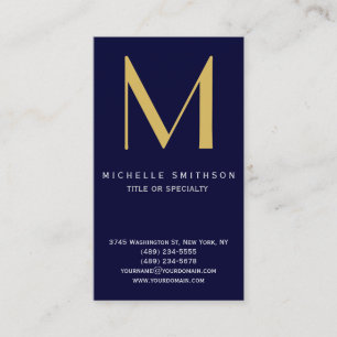 Monogram Blue Yellow Modern Simple Business Card
