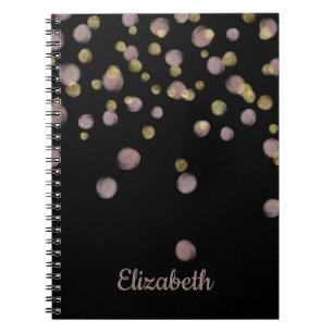 Monogram Blush and Gold Overlay on Black Notebook