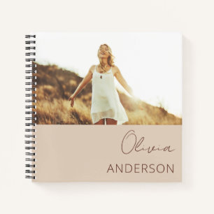 Monogram Blush Boho Modern Minimalist Feminine Notebook