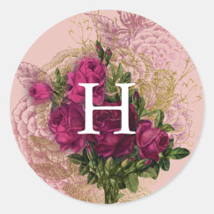 Monogram   Blush & Burgundy Floral Envelope Seal