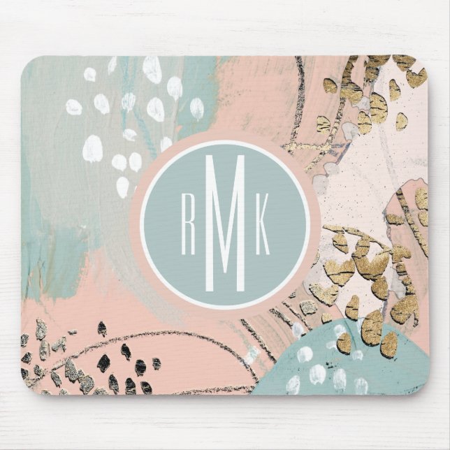 Monogram | Blush & Gold I Mouse Pad (Front)
