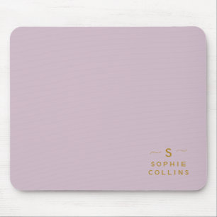 Monogram Blush Lavande Gold Minimalist Name Mouse Pad
