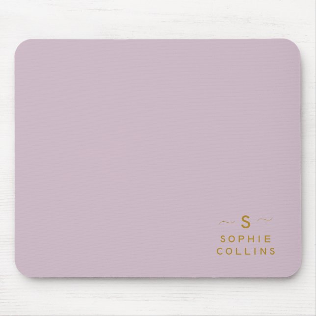 Monogram Blush Lavande Gold Minimalist Name Mouse Pad (Front)