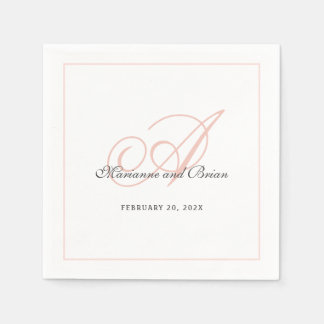 Monogram Blush Pink and White Napkin