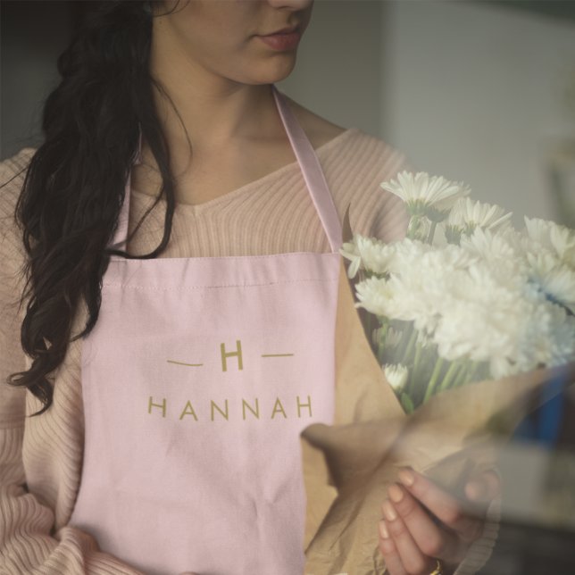 Monogram Blush Pink | Elegant Gold Minimalist Apron (Creator Uploaded)