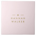 Monogram Blush Pink | Elegant Gold Minimalist Ceramic Tile<br><div class="desc">A simple stylish custom monogram design in a gold modern minimalist typography on an elegant pastel blush pink background. The monogram initials and name can easily be personalised along with the feature line to make a design as unique as you are! The perfect bespoke gift or home accessory.</div>