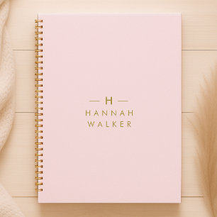 Monogram Blush Pink Elegant Gold Minimalist Planner