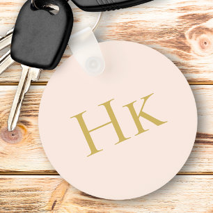 Monogram Blush Pink Gold Elegant Chic Monogrammed Key Ring