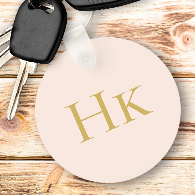 Monogram Blush Pink Gold Elegant Chic Monogrammed Key Ring (Creator Uploaded)