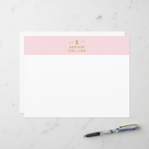 Monogram Blush Pink Gold Minimalist Elegant