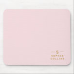 Monogram Blush Pink Gold Minimalist Elegant Name Mouse Pad<br><div class="desc">A simple stylish custom monogram design in a modern minimalist typography with gold lettering on an elegant pastel pink background. Monogram initials and name can be easily customised to make a design as unique as you are! The perfect bespoke gift or accessory for any occasion.</div>