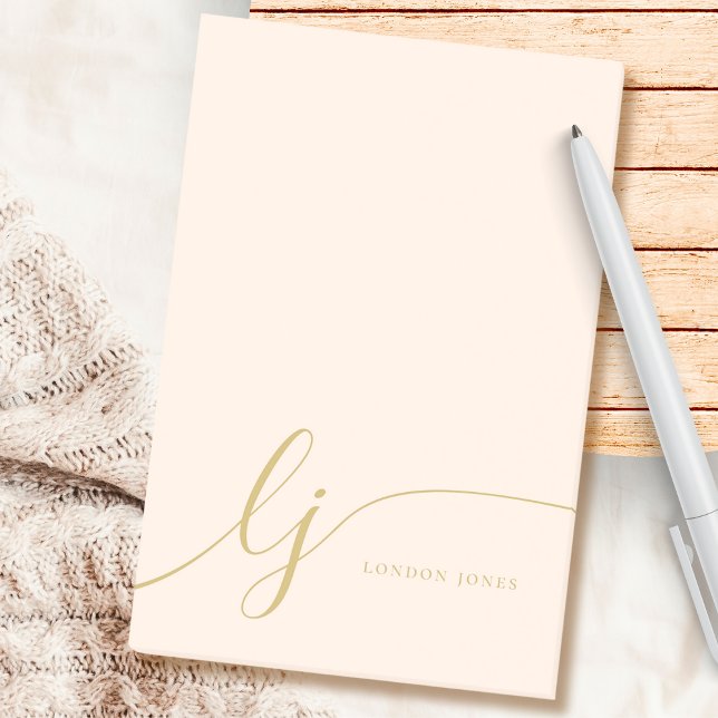 Monogram Blush Pink Gold Modern Minimal Feminine Post-it Notes (Creator Uploaded)