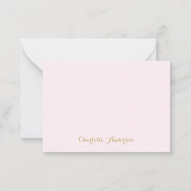 Monogram Blush Pink Gold Modern Minimalist Card (Front)