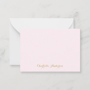 Monogram Blush Pink Gold Modern Minimalist Card