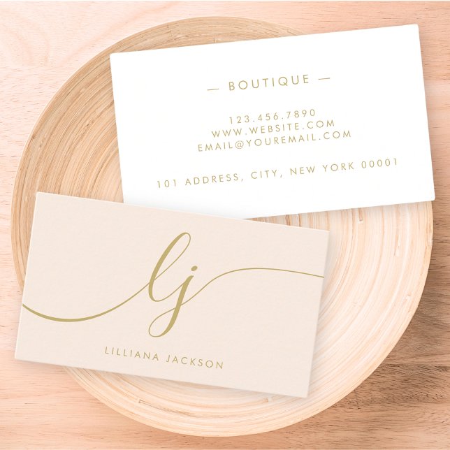 Monogram Blush Pink Gold Modern Minimalist Elegant Business Card (Creator Uploaded)