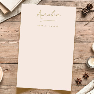 Monogram Blush Pink Gold Simple Personalised Stationery