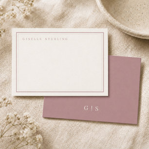 Monogram Blush Pink Ivory Double Border Card