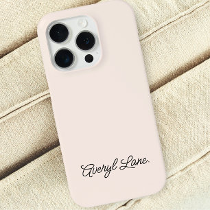 Monogram Blush Pink Modern Feminine Minimalist iPhone 15 Pro Case