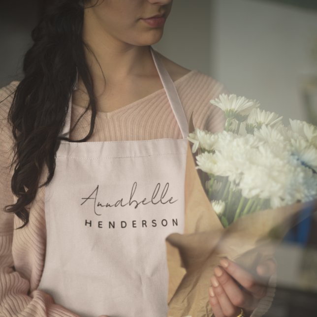 Monogram Blush Pink | Modern Minimalist Feminine Apron (Creator Uploaded)