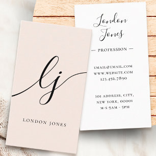Monogram Blush Pink Modern Minimalist Feminine Business Card