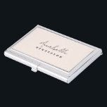 Monogram Blush Pink | Modern Minimalist Feminine Business Card Holder<br><div class="desc">A simple stylish custom monogram design with a modern minimalist handwritten script typography paired with a block typography in black on an elegant pastel blush pink background. The monogram name can easily be personalised to make a design as unique as you are! The perfectly personal gift or accessory for any...</div>