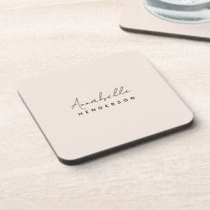 Monogram Blush Pink Modern Minimalist Feminine Coaster