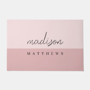 Monogram Blush Pink   Modern Minimalist Feminine Doormat