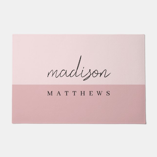 Monogram Blush Pink | Modern Minimalist Feminine Doormat (Front)