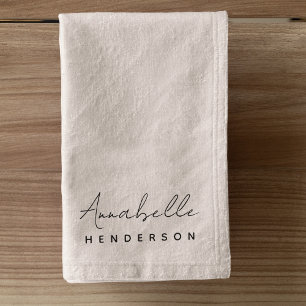 Monogram Blush Pink Modern Minimalist Feminine Hand Towel