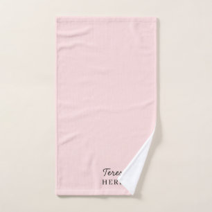 Monogram Blush Pink Modern Minimalist Feminine Hand Towel