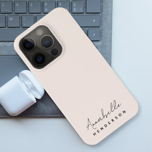 Monogram Blush Pink Modern Minimalist Feminine iPhone 15 Pro Case