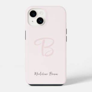 Monogram Blush Pink Modern Minimalist Feminine iPhone 14 Case