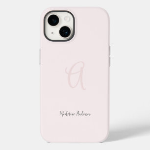 Monogram Blush Pink Modern Minimalist Feminine iPhone 14 Case