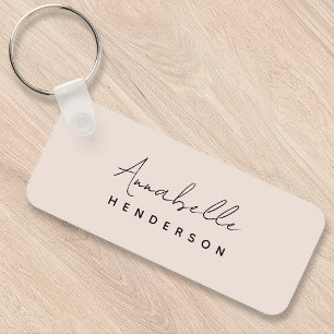 Monogram Blush Pink Modern Minimalist Feminine Key Ring